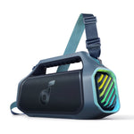 Soundcore Boom 2 Plus buitenluidspreker, 140 W, 2 + 2 kanalen, BassUp 2.0, 20 uur batterijduur, snelladen, IPX7 waterdicht, RGB-verlichting, USB-C, Po