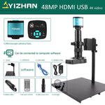 YIZHAN 48MP digitale microscoop met 4K-video-opname, USB- en HDMI-aansluiting, industriële microscoopcamera, 130/180x C-mount lens, soldeer- en reparatiemogelijkheden.