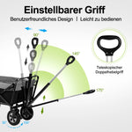 Faltbarer Handwagen, 100 l, tragbarer Strandtransportwagen mit verstellbarem Griff, Seitentaschen für Garten, Camping, Einkaufen