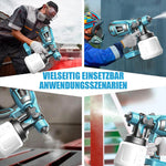 Draadloze verfspuit compatibel met Makita-accu, verfspuit voor schuttingen, HVLP-spuitpistool met 2 accu's voor binnen en buiten.
