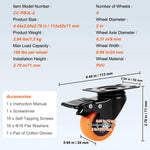 SucceBuy 2-6 inch PVC meubelwielen set van 4 zwenkwielen met A/B-beveiligingsslot, laat geen strepen achter voor karretje of werkbank