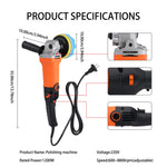 Podofo 1200W roterende autopolijstmachine met afneembare handgreep voor het polijsten en waxen van auto's, boten en boten, 8800 RPM, roterende sponspolijstmachine