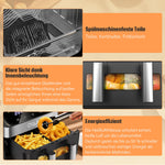 Airfryer 10 liter met verwijderbare scheidingswand, kijkvenster, digitaal LED-touchscreen, 12 functies, heteluchtcirculatie, 2600 W