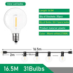 9M/26M Feestelijke LED-bolvormige lichtslinger, LED-feestverlichting G40 voor buiten, geschikt voor kerstfeesten, tuindecoratie, slingerverlichting, straatverlichting, terras en achtertuin.
