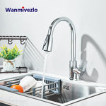 Wanmivezlo Küchenarmaturen, herausziehbarer Küchenarmatur, Kalt- und Warmwasserhahn, Einhebelmischer, Mischbatterie, an Deck montierter Kran, drehbarer Sprühhahn