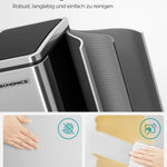 SONGMICS Mülleimer, Abfalleimer, 30L, ergonomisch, Stahl, Metall-Fußreling