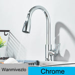 Wanmivezlo Küchenarmaturen, herausziehbarer Küchenarmatur, Kalt- und Warmwasserhahn, Einhebelmischer, Mischbatterie, an Deck montierter Kran, drehbarer Sprühhahn
