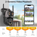 WONSDAR 4K PTZ WIFI-camera met dubbele lens en dubbel scherm, IP-camera voor buiten, HD, automatische tracking, beveiliging, CCTV-bewaking iCSee