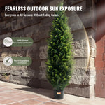 SucceBuy Künstlicher Zeder-Topiary-Baum, immergrünes künstliches Kiefern-Zypressen-Bäume, Pflanze, künstliches Grün-Set für Heimdekoration im Freien