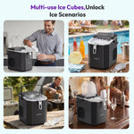 Loefme Desktop Vollautomatischer, kugelförmiger Eisbereiter, 12 kg/24 Stunden, schnelle Eisbereitung, geeignet für die automatische Reinigung von Eismaschinen zu Hause