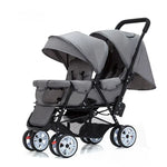 EU-LAGER Zwillingskinderwagen Doppelte Kinderkinderwagen mit zwei Sitzen, faltbarer Kutsche, Großhandel für Kinderwagen, Vorder- und Rücksitze
