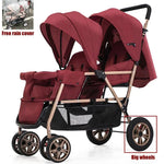 EU-LAGER Zwillingskinderwagen Doppelte Kinderkinderwagen mit zwei Sitzen, faltbarer Kutsche, Großhandel für Kinderwagen, Vorder- und Rücksitze