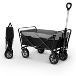 Faltbarer Handwagen, 100 l, tragbarer Strandtransportwagen mit verstellbarem Griff, Seitentaschen für Garten, Camping, Einkaufen