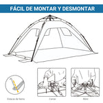 Outsunny Pop-Up-Strandzelt mit 2 Türen, 2 Fenstern, 220 x 173 x 120 cm, Blau