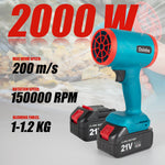 Osinhe elektrische turboblazer, luchtblazer met straalmotor, 200 m/s, krachtige autodroger, handstofblazer voor Makita 18V-accu