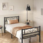 VASAGLE bed 90x200 cm Logeerbed Eenpersoonsbed Metalen bed Frame Metalen bed Eenvoudige montage inkt zwart