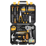 Deko 126pcs Elektrowerkzeug-Kombi-Kits mit 8-V-Akku-Bohrmaschine, 10mm 3/8 ''schlüssel loses Spannfutter, profession elle Heimhaushalts-DIY-Handwerkzeug-Kits