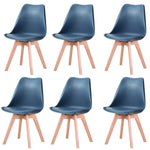 Een set van 6 Scandinavische middeleeuwse eetkamerstoelen met PU-gewatteerde zitting en beukenhouten poten, bureaustoelen voor eetkamer, slaapkamer, balkon en restaurant.