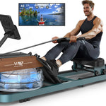 Rudergerät für zu Hause, Wasser-Rudergerät mit Bluetooth-Monitor, faltbarer Rudergerät, verstellbarer Tablet-Halter