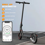 Schwarzer 350-W-Faltbarer Elektroroller mit Tasche für Erwachsene, 30 km Reichweite, APP-Unterstützung, faltbarer Pendler-E-Scooter