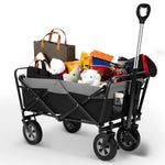 Faltbarer Handwagen, 100 l, tragbarer Strandtransportwagen mit verstellbarem Griff, Seitentaschen für Garten, Camping, Einkaufen
