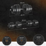 SONGMICS Hantel-Set 2-in-1-Kurzhantel, 2x10/15 kg, für Zuhause, 1 Paar