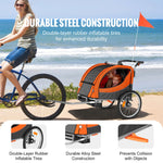 SucceBuy 88/100 lbs Kinderfietsaanhanger met dubbele zitjes, om te bouwen tot kinderwagen, opvouwbare kinderfietsaanhanger voor peuters