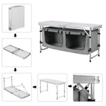 WOLTU Klappbarer Picknicktisch, Koffertisch aus Aluminium mit Aufbewahrungstasche, Schränke, höhenverstellbarer Campingtisch für den Garten, Grillen