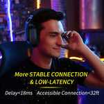 BINNUNE 2,4 GHz draadloze gamingheadset met microfoon voor PS5, PS4, pc, Mac en PlayStation. Bluetooth gamingheadset met microfoon.