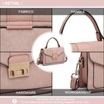 Miss Lulu Damen Umhängetasche Mittelgroß mit Kunstleder & Wildleder, Vintage Flap,  Crossbody Bag mit ovaler Metallverzierung