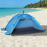 Outsunny Pop-Up-Strandzelt mit 2 Türen, 2 Fenstern, 220 x 173 x 120 cm, Blau