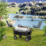 Faltbarer Handwagen, 100 l, tragbarer Strandtransportwagen mit verstellbarem Griff, Seitentaschen für Garten, Camping, Einkaufen