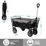 Faltbarer Handwagen, 100 l, tragbarer Strandtransportwagen mit verstellbarem Griff, Seitentaschen für Garten, Camping, Einkaufen