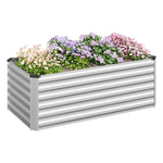 WOLTU Stalen Verhoogd Plantbed voor Tuin, Balkon, Bloembak, Plantenbak, Buitenplantenbak, Roestwerend Zilver voor Groenten
