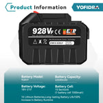 YOFIDRA 928VF 22500mAh oplaadbare lithium-ionbatterij, 388VF 15000mAh 128VF Li-ionbatterij voor elektrisch gereedschap