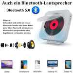 CD Multimedia Player, Kompakt, Leicht, Timer-Schaltung ein/aus, BT 5.0, FM, USB/TF-Anschluss, mit Ständer, Wiederaufladbar