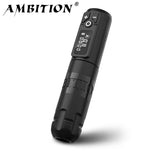 Ambition Soldier Kabellose Tattoo-Maschine, rotierender Akku-Stift, 2400 mAh, LED-Digitalanzeige für Körperkunst, mit tragbarem Netzteil