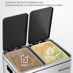 SONGMICS Mülleimer, Abfalleimer, 30L, ergonomisch, Stahl, Metall-Fußreling
