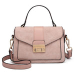 Miss Lulu Damen Umhängetasche Mittelgroß mit Kunstleder & Wildleder, Vintage Flap,  Crossbody Bag mit ovaler Metallverzierung