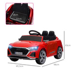 Aiyaplay elektrische auto voor kinderen: Audi Q8 E Tron Sportback met rijbewijs, afstandsbediening, koplampen, claxon en muziek, grijs.