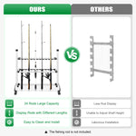 24 Slots Angelrute Rack Halter Aluminium Legierung Angelrute Pole Halterung Display Stand Tackle für Angelruten Set Kapazität