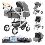 Nieuwe luxe kinderwagen 3-in-1 draagbare reiswagen, opvouwbare kinderwagen met hoog zitvlak en aluminium frame, geschikt voor pasgeborenen.