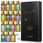 PHATOIL 15-teiliges Set mit ätherischen Ölen, natürliches pflanzliches Aroma, ätherische Öle, Diffusor, Eukalyptus, Vanille, Minze, Lavendel, Rose, Teebaumöl