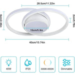 Dimbare LED-plafondlamp, moderne plafondlamp met afstandsbediening, 40W, ronde LED-plafondlamp voor slaapkamer, 3000K-6500K