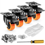 SucceBuy 2/3/4/5/6-Zoll-Schwenkplattenrollen, 4er-Set mit Sicherheits-PVC-Lenkrollen mit doppelter Verriegelung für Wagen, Möbel, Werkbank