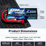 1/2 stücke Zeee 2S 5200 mAh Lipo Batterie 80C Mit T/XT60/EC5/EC3 Stecker RC Batterie für RC Autos Lkw Truggy Buggy Racing Hobby Teile