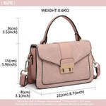 Miss Lulu Damen Umhängetasche Mittelgroß mit Kunstleder & Wildleder, Vintage Flap,  Crossbody Bag mit ovaler Metallverzierung