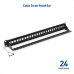 ZoeRax 24-poorts RJ45 afgeschermd blanco patchpaneel 1U 19" netwerkpatchpaneel met kabelbeheer en steunbalk