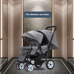 EU-LAGER Zwillingskinderwagen Doppelte Kinderkinderwagen mit zwei Sitzen, faltbarer Kutsche, Großhandel für Kinderwagen, Vorder- und Rücksitze