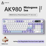 AJAZZ AK980 Mechanische Gaming-Tastatur, 2,9 cm TFT-Bildschirm, Lautstärkeregler, 98-Tasten-Dichtungsstruktur, RGB-Beleuchtung, Hot-Swap-fähiger PR4